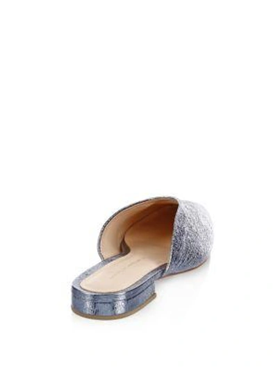 Shop Loeffler Randall Quin Metallic Square Toe Leather Mules In Splash