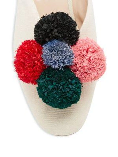 Shop Loeffler Randall Lulu Pom-pom Canvas Mules In Natural