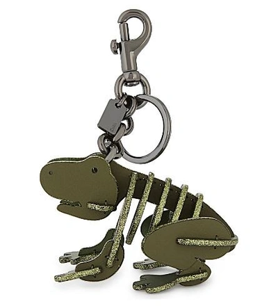 Shop Coach Frog Leather Bag Charm In Bk/utility