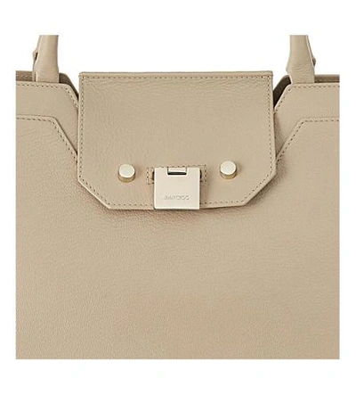 Shop Jimmy Choo Rebel Small Leather Tote Bag In Chai