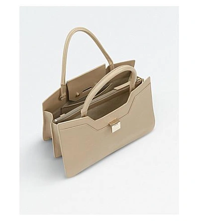 Shop Jimmy Choo Rebel Small Leather Tote Bag In Chai