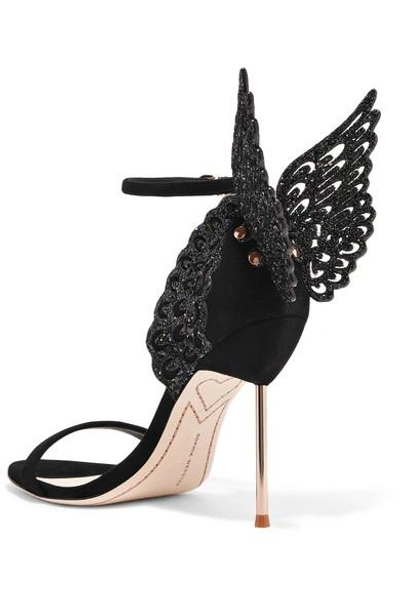 Shop Sophia Webster Evangeline Glittered Suede Sandals In Black