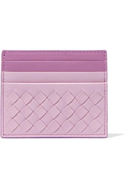 Shop Bottega Veneta Intrecciato Leather Cardholder In Pink