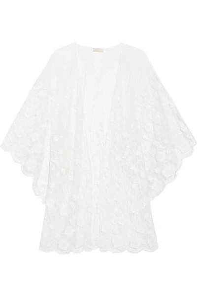 Shop Rime Arodaky Soaia Embroidered Tulle Kimono In White