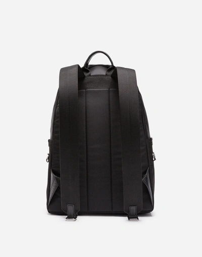 Shop Dolce & Gabbana Nylon Vulcano Backpack With Patches Of The Designers In Black
