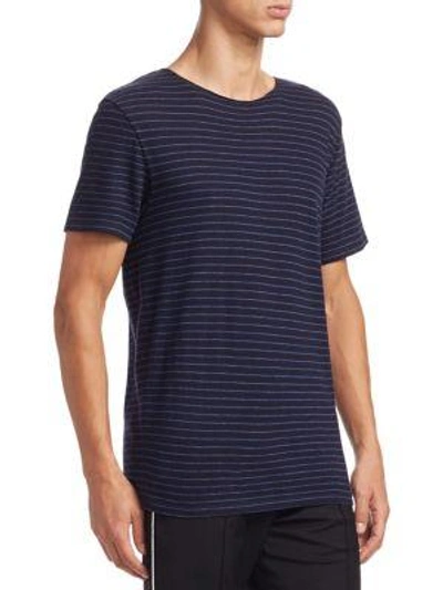 Shop Vince Stripe Raw Edge Cotton Tee In New Coastal