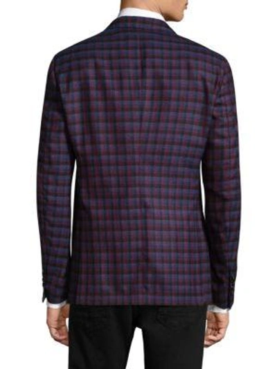 Shop Etro Check Wool Jacket In Red