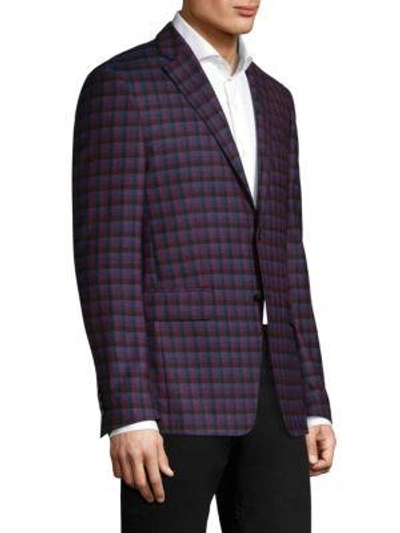Shop Etro Check Wool Jacket In Red