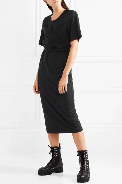 Shop Proenza Schouler Wrap-effect Cotton-jersey Midi Dress In Black