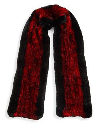 Shop The Fur Salon Knit Rabbit Fur Stole In Red
