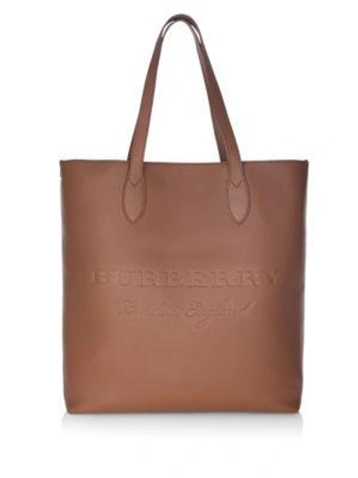 Shop Burberry Remington Leather Tote In Chestnut