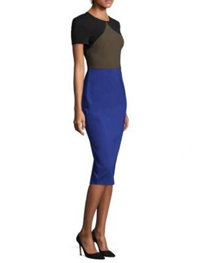 Shop Diane Von Furstenberg Colorblock Midi Sheath Dress In Electric Blue Multi