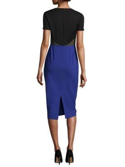 Shop Diane Von Furstenberg Colorblock Midi Sheath Dress In Electric Blue Multi