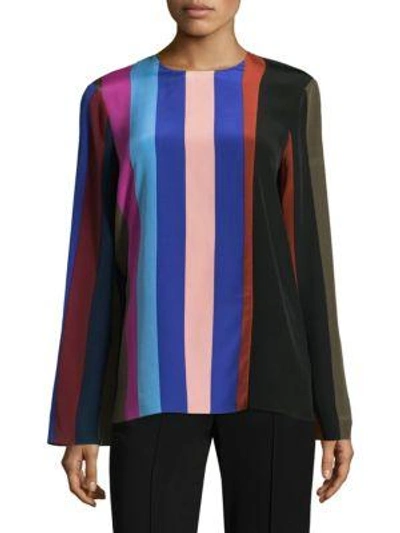 Shop Diane Von Furstenberg Striped Silk Blouse In Carson Stripe