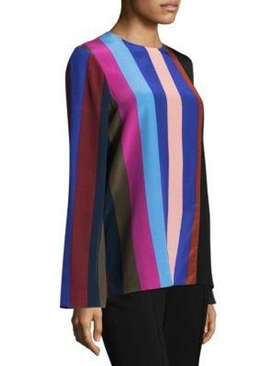 Shop Diane Von Furstenberg Striped Silk Blouse In Carson Stripe