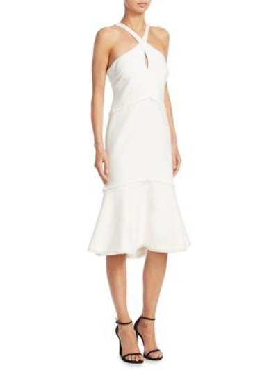 Shop Cinq À Sept Dante Fit-&-flare Halter Dress In Ivory