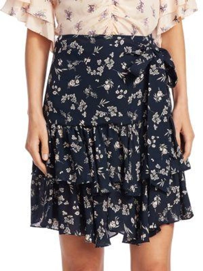 Shop Cinq À Sept Carson Floral Skirt In Navy Multi