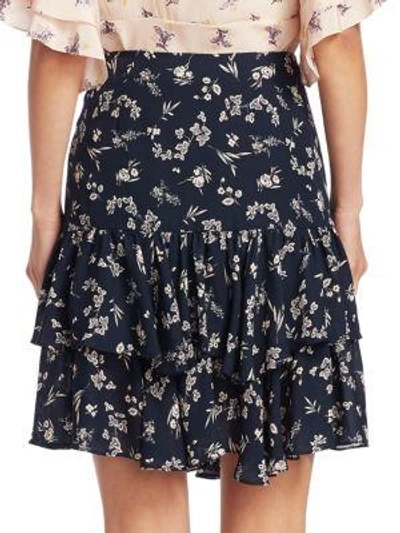 Shop Cinq À Sept Carson Floral Skirt In Navy Multi