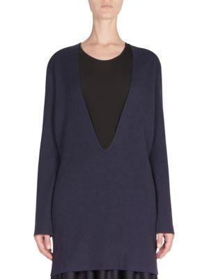 deep v neck sweater dress