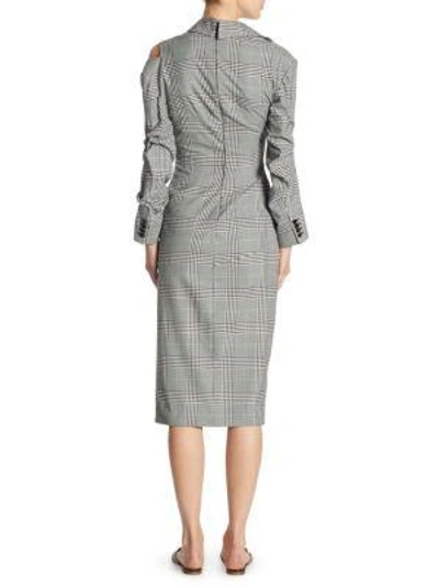 Shop Monse Plaid Cutout Tuxedo Dress In Plaid Multi