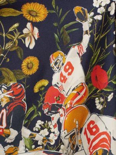 Shop Monse Floral Football-print Silk Dress In Navy