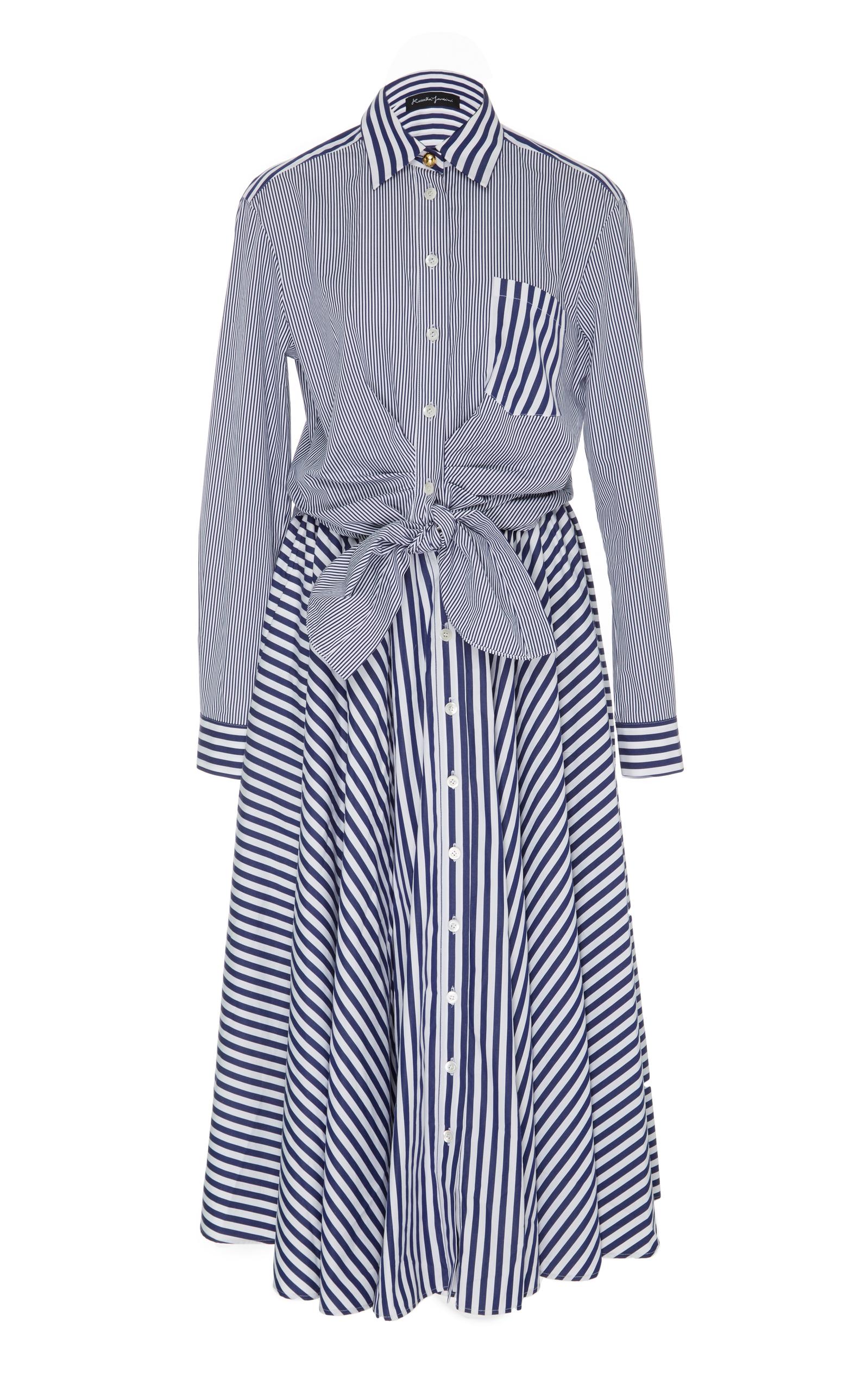 Rossella Jardini Multi-striped Collar Dress In Blue | ModeSens