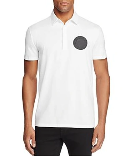 Shop Versace Bianco Ottico Patch Logo Jersey Short Sleeve Polo Shirt In White