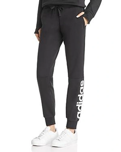 Shop Adidas Originals Essentials Linear Drawstring Pants In Black/white