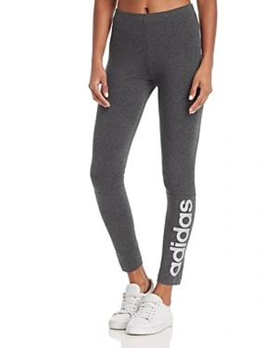 Shop Adidas Originals Linear Logo Leggings In Gray /silver
