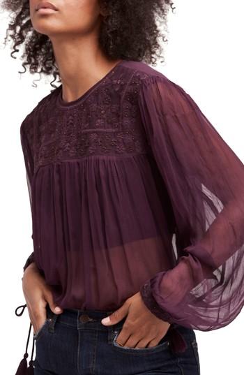 purple sheer blouse