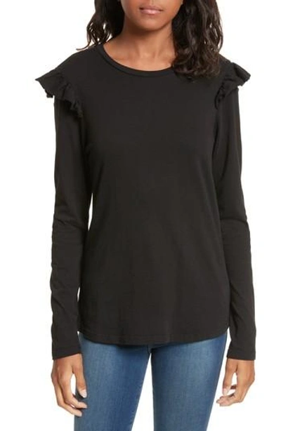 Shop Frame Ruffle Long Sleeve Tee In Noir