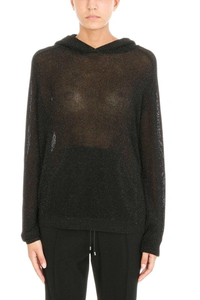 Shop Laneus Hooded Lurex Sweater In Black