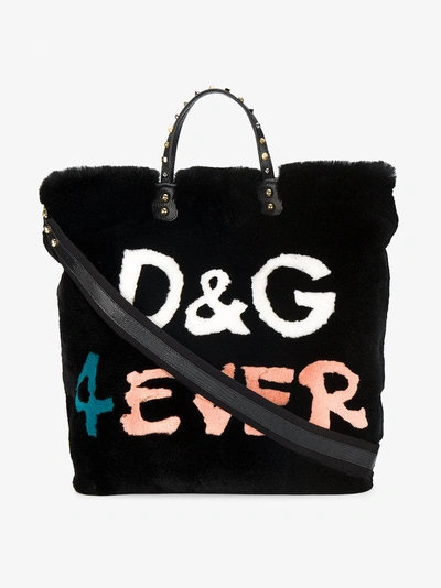 Shop Dolce & Gabbana D & G 4ever Fur Shopper