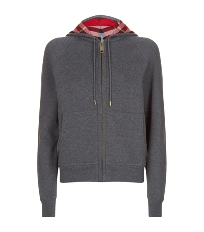 Shop Burberry House Check Zip-up Hoodie In Grey