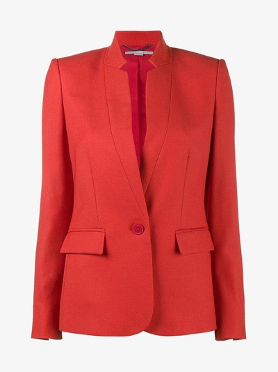 Shop Stella Mccartney Wool Collarless Blazer In Red