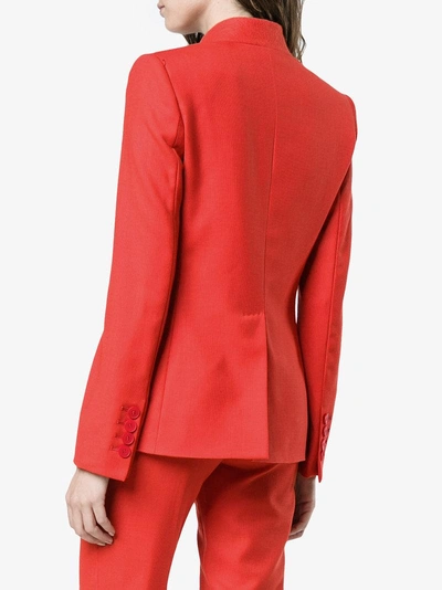 Shop Stella Mccartney Wool Collarless Blazer In Red