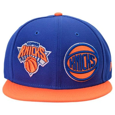 Shop New Era New York Knicks Nba Y2k Double Whammy 9fifty Snapback Hat, Blue/orange