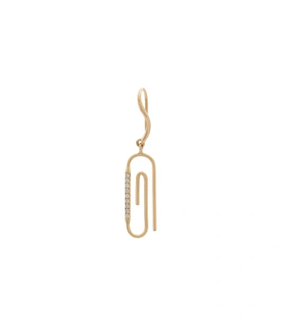 Shop Aurelie Bidermann Gold Diamond Trombone Sleeper Earring