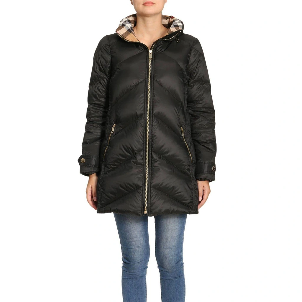 Burberry Chevron Quilted Down Puffer Coat In Black ModeSens