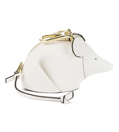 Shop Loewe Mouse Leather Charm In Soft White