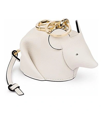 Shop Loewe Mouse Leather Charm In Soft White