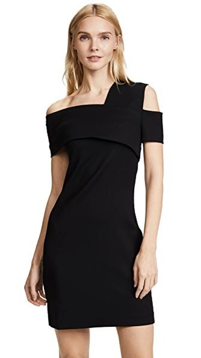 Shop Helmut Lang Asymmetric Scuba Dress In Black