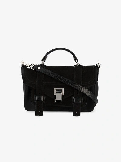 Shop Proenza Schouler Black Croc Ps1 Mini Suede Shoulder Bag