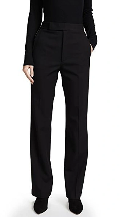 Shop Helmut Lang Textured Suiting Pants With Zipper Detail In Black