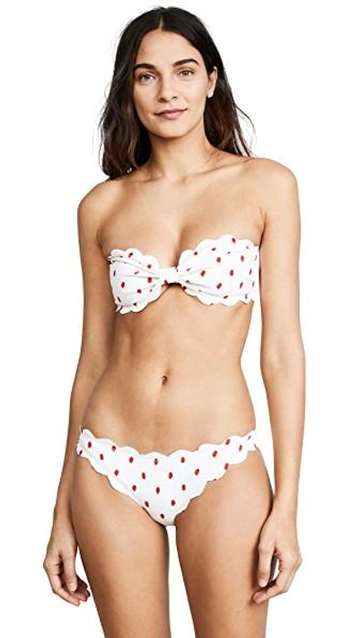 Shop Marysia Antibes Top In White/red/peony Dot