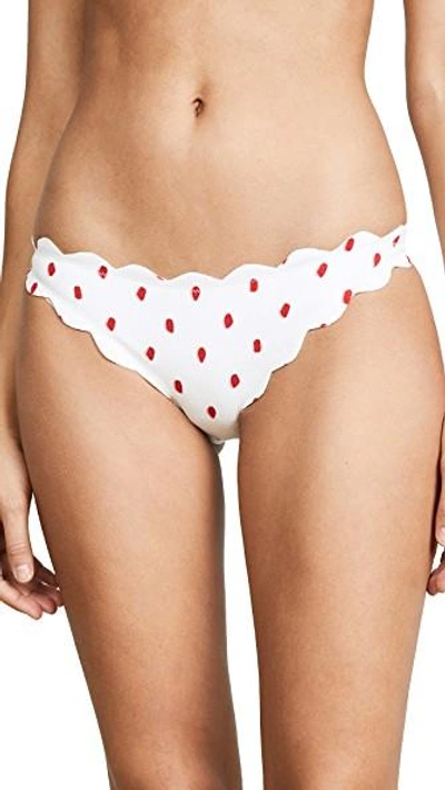 Shop Marysia Antibes Bikini Bottoms In White/red/peony Dot