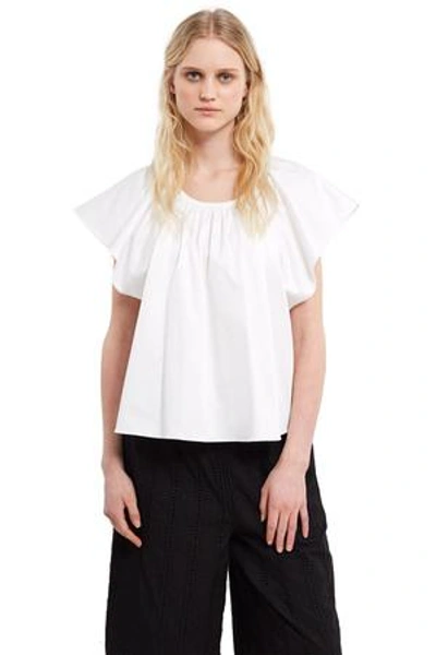 Shop Opening Ceremony Sateen Flutter Sleeve Top In White