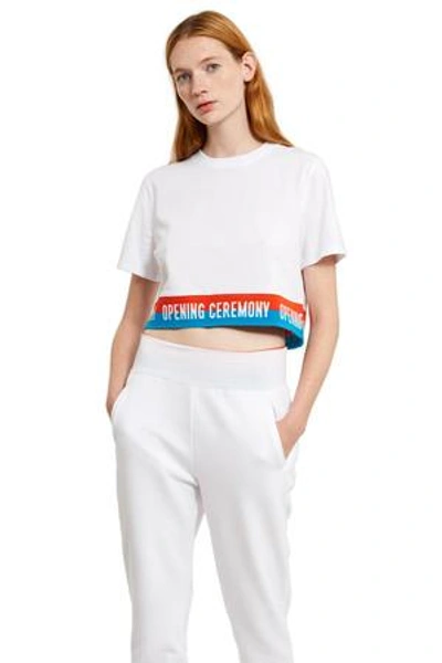 Shop Opening Ceremony White Elastic Logo Cropped Tee