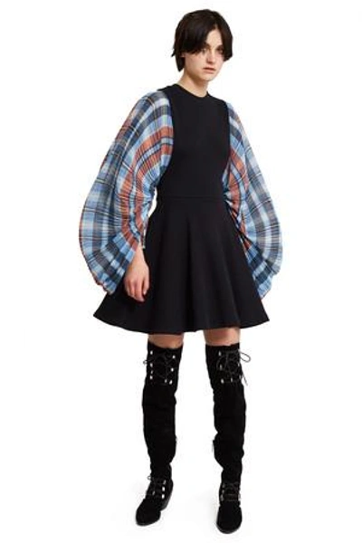 Shop Opening Ceremony Plaid Flare Dress In Black