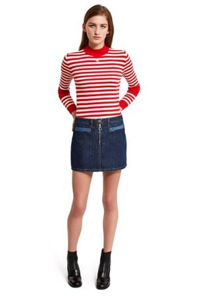 Shop Courrèges Opening Ceremony Indigo Denim Mini Skirt In Washed Out Blue